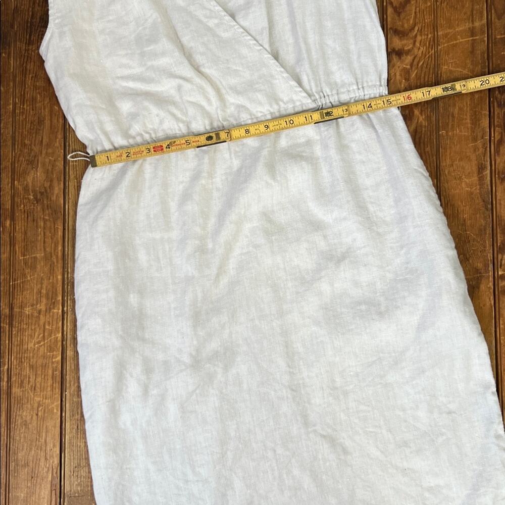 J. McLaughlin linen dress casual midi tan v neck sleeveless wrap top size medium - Picture 2 of 8